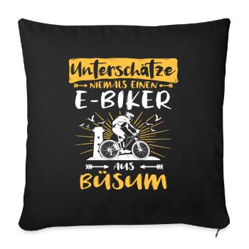 Büsum Ebike Büsumer Ebiker - Sofakissenbezug 45 x 45 cm - Schwarz - Vorne
