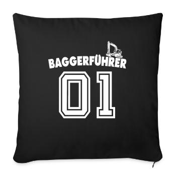 Baggerfahrer Bagger - Sofakissenbezug 45 x 45 cm - Schwarz - Vorne