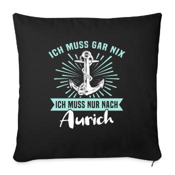 Auricher Sprüche Aurich - Sofakissenbezug 45 x 45 cm - Schwarz - Vorne