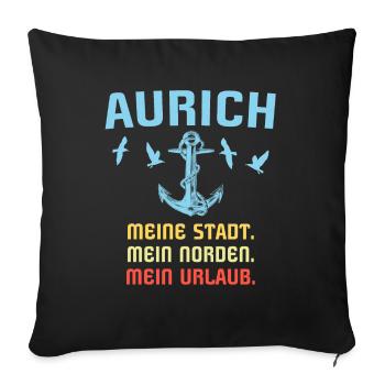 Aurich Sprüche Auricher Spruch - Sofakissenbezug 45 x 45 cm - Schwarz - Vorne
