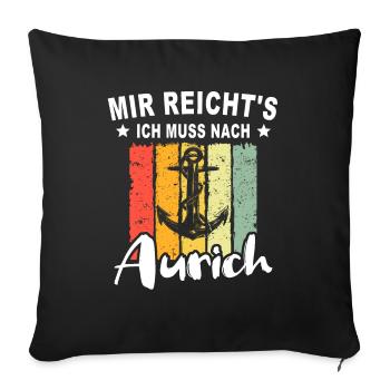 Aurich Sprüche Auricher - Sofakissenbezug 45 x 45 cm - Schwarz - Vorne