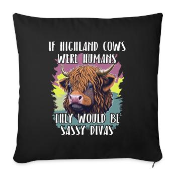 Hochlandrinder Bovins Highland Cow - Housse de coussin décorative 45 x 45 cm - noir - Devant