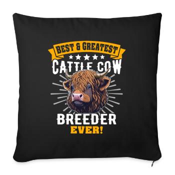 Vache bovine des Highlands - Housse de coussin décorative 45 x 45 cm - noir - Devant