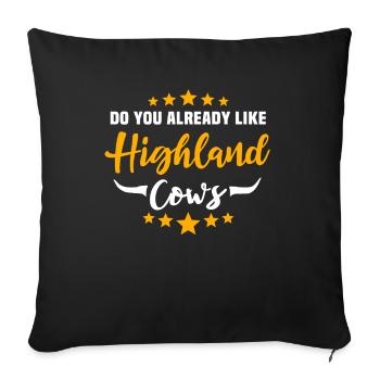 Vache bovine des Highlands - Housse de coussin décorative 45 x 45 cm - noir - Devant