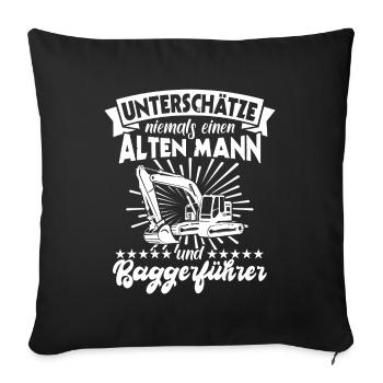 Baggerfahrer Bagger - Sofakissenbezug 45 x 45 cm - Schwarz - Vorne
