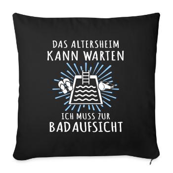 Bademeister Schwimmmeister - Sofakissenbezug 45 x 45 cm - Schwarz - Vorne