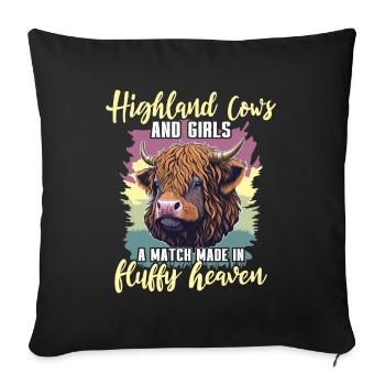Highland Cattle Girl Cattle Cow - Sofa pillowcase 17,3'' x 17,3'' (45 x 45 cm) - black - Front