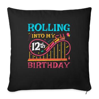 Roller Coaster Kid - Rolling Into My 12th Birthday - Housse de coussin décorative 45 x 45 cm - noir - Devant