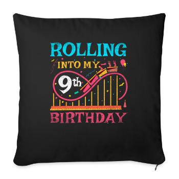 Roller Coaster Kid - Rolling Into My 9th Birthday - Housse de coussin décorative 45 x 45 cm - noir - Devant