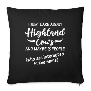 Highland Cow - Sofa pillowcase 17,3'' x 17,3'' (45 x 45 cm) - black - Front