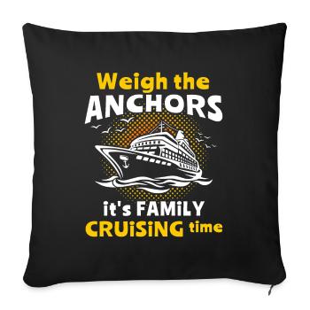 Croisière Voyage en mer en famille Croisière en famille - Housse de coussin décorative 45 x 45 cm - noir - Devant
