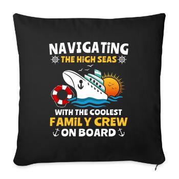 Cruise Sea Voyage Family Cruise - Sofa pillowcase 17,3'' x 17,3'' (45 x 45 cm) - black - Front