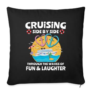 Cruise Couple Sea Voyage Cruise Ship - Sofa pillowcase 17,3'' x 17,3'' (45 x 45 cm) - black - Front