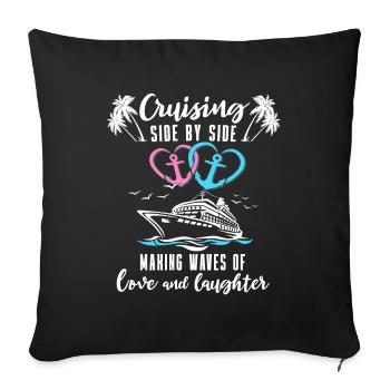 Cruise Couple Sea Voyage Cruise Ship - Sofa pillowcase 17,3'' x 17,3'' (45 x 45 cm) - black - Front