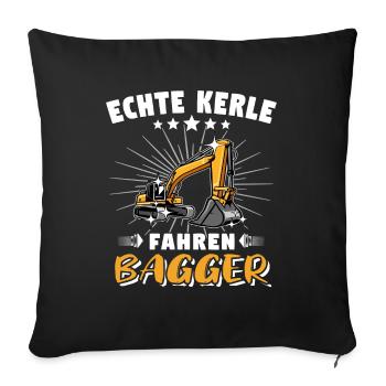 Bagger Baggerfahrer Baggern - Sofakissenbezug 45 x 45 cm - Schwarz - Vorne
