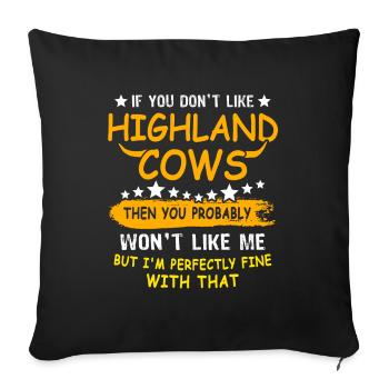 Highland cattle Highland Cow - Sofa pillowcase 17,3'' x 17,3'' (45 x 45 cm) - black - Front