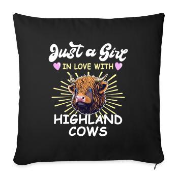 Highland Cattle Girl Highland Cow - Sofa pillowcase 17,3'' x 17,3'' (45 x 45 cm) - black - Front