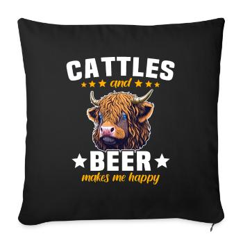 Hochlandrinder Bier Highland Cow - Sofakissenbezug 45 x 45 cm - Schwarz - Vorne