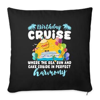 Cruise Birthday Sea Voyage - Sofa pillowcase 17,3'' x 17,3'' (45 x 45 cm) - black - Front