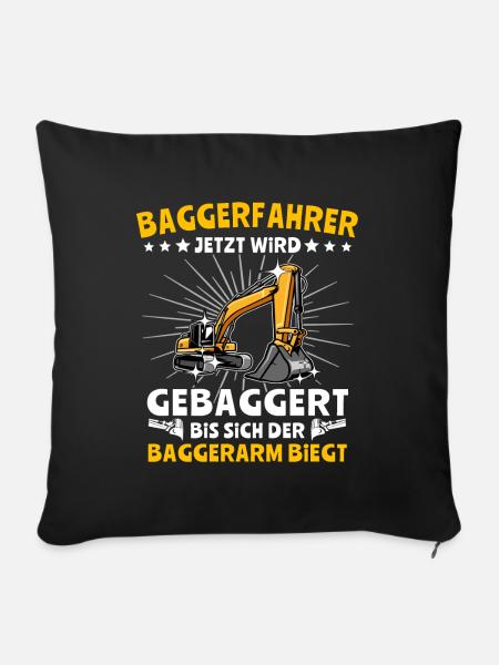 Bagger Baggerfahrer - Sofakissenbezug 45 x 45 cm - Schwarz