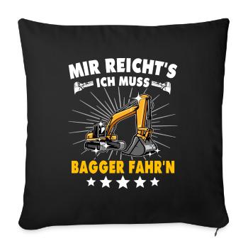Bagger Baggerfahrer - Sofakissenbezug 45 x 45 cm - Schwarz - Vorne