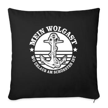 Wolgast Sprüche Wolgaster Spruch - Sofakissenbezug 45 x 45 cm - Schwarz - Vorne