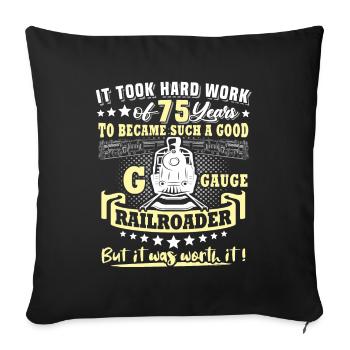 Gartenbahn 75. Geburtstag Garten Eisenbahn Spur G - Sofakissenbezug 45 x 45 cm - Schwarz - Vorne