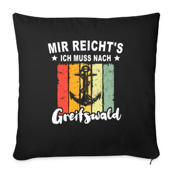 Greifswald Sprüche Greifswalder Spruch - Sofakissenbezug 45 x 45 cm - Schwarz - Vorne