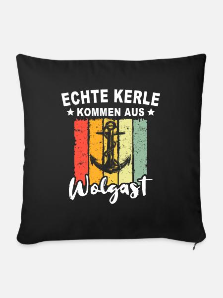 Wolgast Sprüche Wolgaster Spruch - Sofakissenbezug 45 x 45 cm - Schwarz