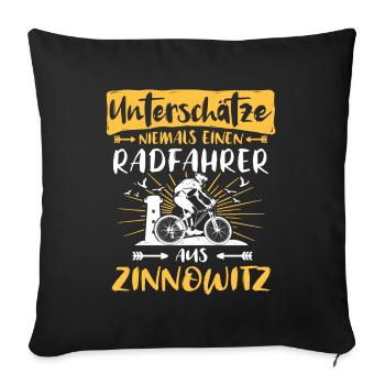 Zinnowitz Fahrradfahrer Zinnowitzer - Sofakissenbezug 45 x 45 cm - Schwarz - Vorne