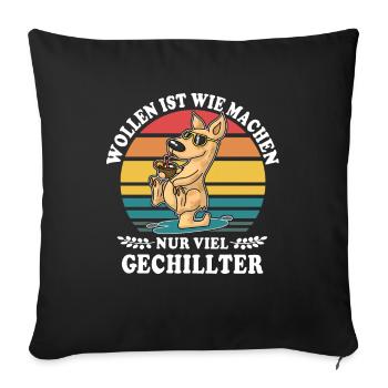Känguru Chillen Wollen Machen - Sofakissenbezug 45 x 45 cm - Schwarz - Vorne