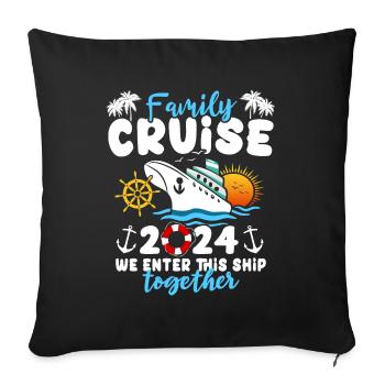 Croisière 2024 Navire de croisière - Housse de coussin décorative 45 x 45 cm - noir - Devant