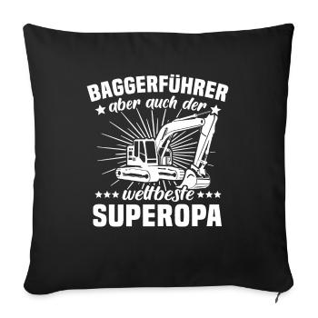 Baggerfuehrer Opa Baggert - Sofakissenbezug 45 x 45 cm - Schwarz - Vorne