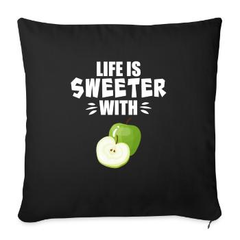 La vie est plus douce avec Apple - Housse de coussin décorative 45 x 45 cm - noir - Devant