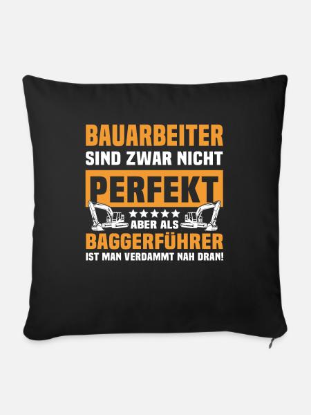 Baggerführer Bagger - Sofakissenbezug 45 x 45 cm - Schwarz