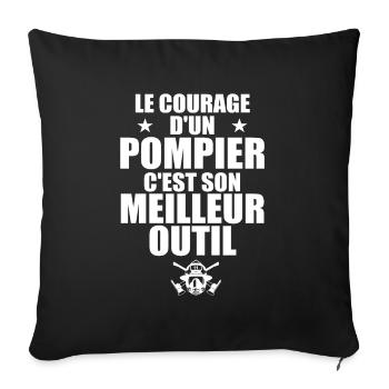 Le courage d'un pompier c'est son meilleur outil - Housse de coussin décorative 45 x 45 cm - noir - Devant