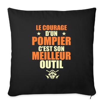 Le courage d'un pompier c'est son meilleur outil - Housse de coussin décorative 45 x 45 cm - noir - Devant