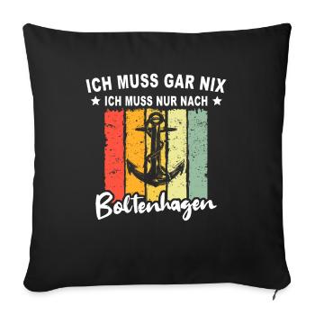 Witzige Boltenhagen Sprüche - Sofakissenbezug 45 x 45 cm - Schwarz - Vorne