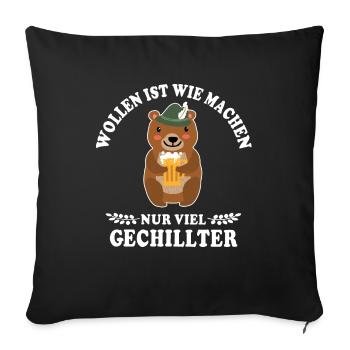 Bär Wollen Machen - Sofakissenbezug 45 x 45 cm - Schwarz - Vorne