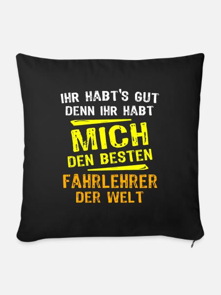 Fahrlehrer Geschenk - Sofakissenbezug 45 x 45 cm - Schwarz