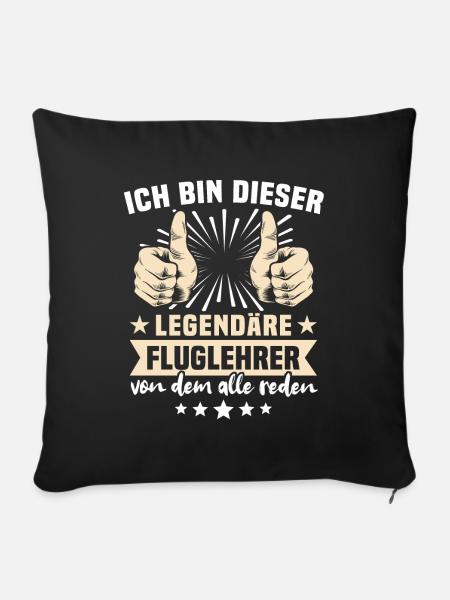 Fluglehrer Sprüche - Sofakissenbezug 45 x 45 cm - Schwarz