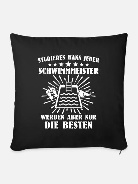 Schwimmmeister Sprüche - Sofakissenbezug 45 x 45 cm - Schwarz