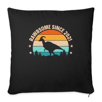 Rawrsome Since 2021 Parasaurolophus 2nd Birthday - Sofa pillowcase 17,3'' x 17,3'' (45 x 45 cm) - black - Front