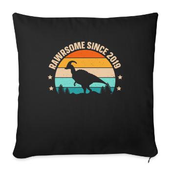 Rawrsome Since 2019 Parasaurolophus 4th Birthday - Sofa pillowcase 17,3'' x 17,3'' (45 x 45 cm) - black - Front