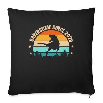 Rawrsome Since 2020 T-Rex 3rd Birthday - Sofa pillowcase 17,3'' x 17,3'' (45 x 45 cm) - black - Front