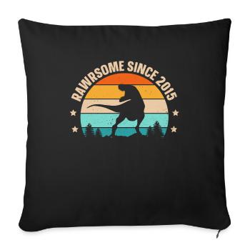 Rawrsome Since 2015 T-Rex 8th Birthday - Sofa pillowcase 17,3'' x 17,3'' (45 x 45 cm) - black - Front