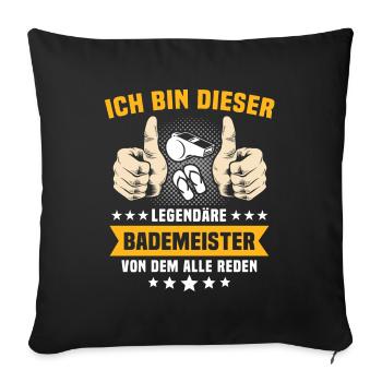Bademeister Schwimmmeister - Sofakissenbezug 45 x 45 cm - Schwarz - Vorne