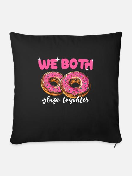 Donuts Sprüche Doughnuts - Sofakissenbezug 45 x 45 cm - Schwarz
