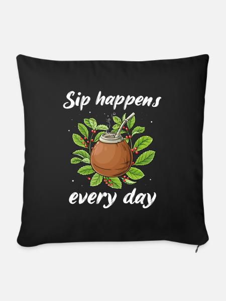 Yerba Mate Tee - Sofakissenbezug 45 x 45 cm - Schwarz
