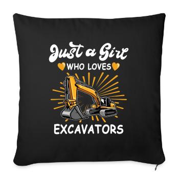 Excavator Girl Excavator Operator - Sofa pillowcase 17,3'' x 17,3'' (45 x 45 cm) - black - Front